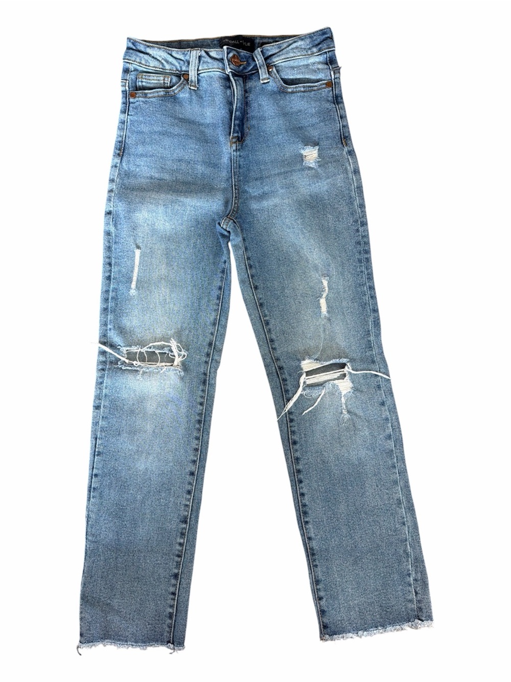 Kendall & Kylie Light Wash Distressed Straight-Leg Jeans 3/26